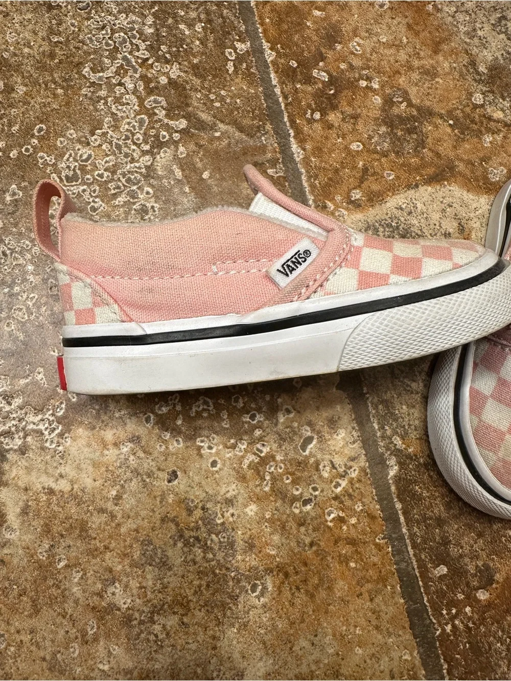Vans Kids Slip-On Checkerboard Sneakers - Pink & White